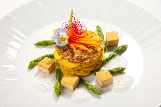 Vollkornpfannkuchen mit Spargel