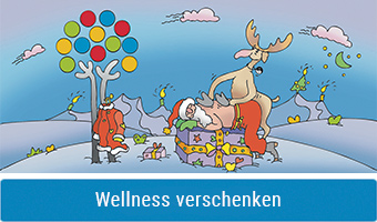 Elch massiert den Weihnachtsmann